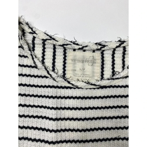 Free People WE THE FREE Thermal Striped Peplum Black White Top Size Small - Picture 3 of 6